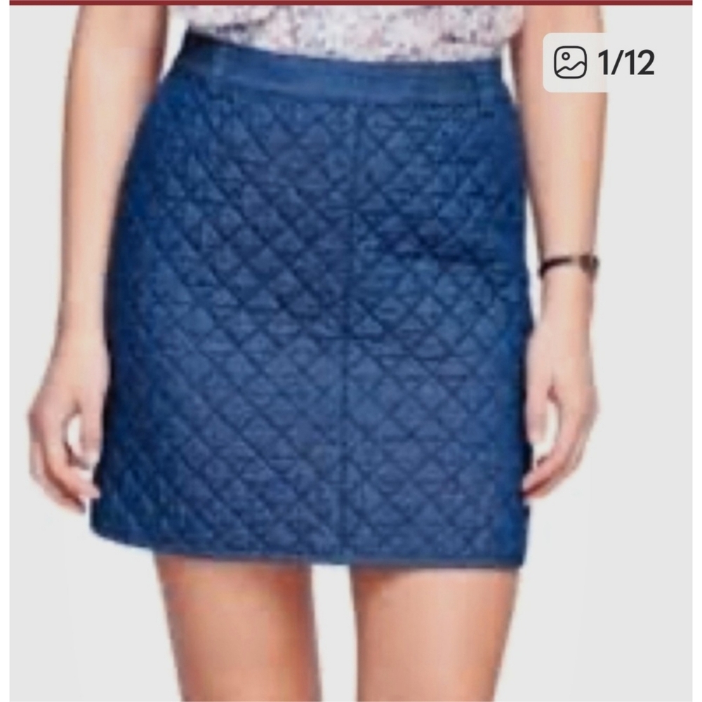Brooks Brothers 1818 Quilted Wool Mini Skirt Navy Size 8